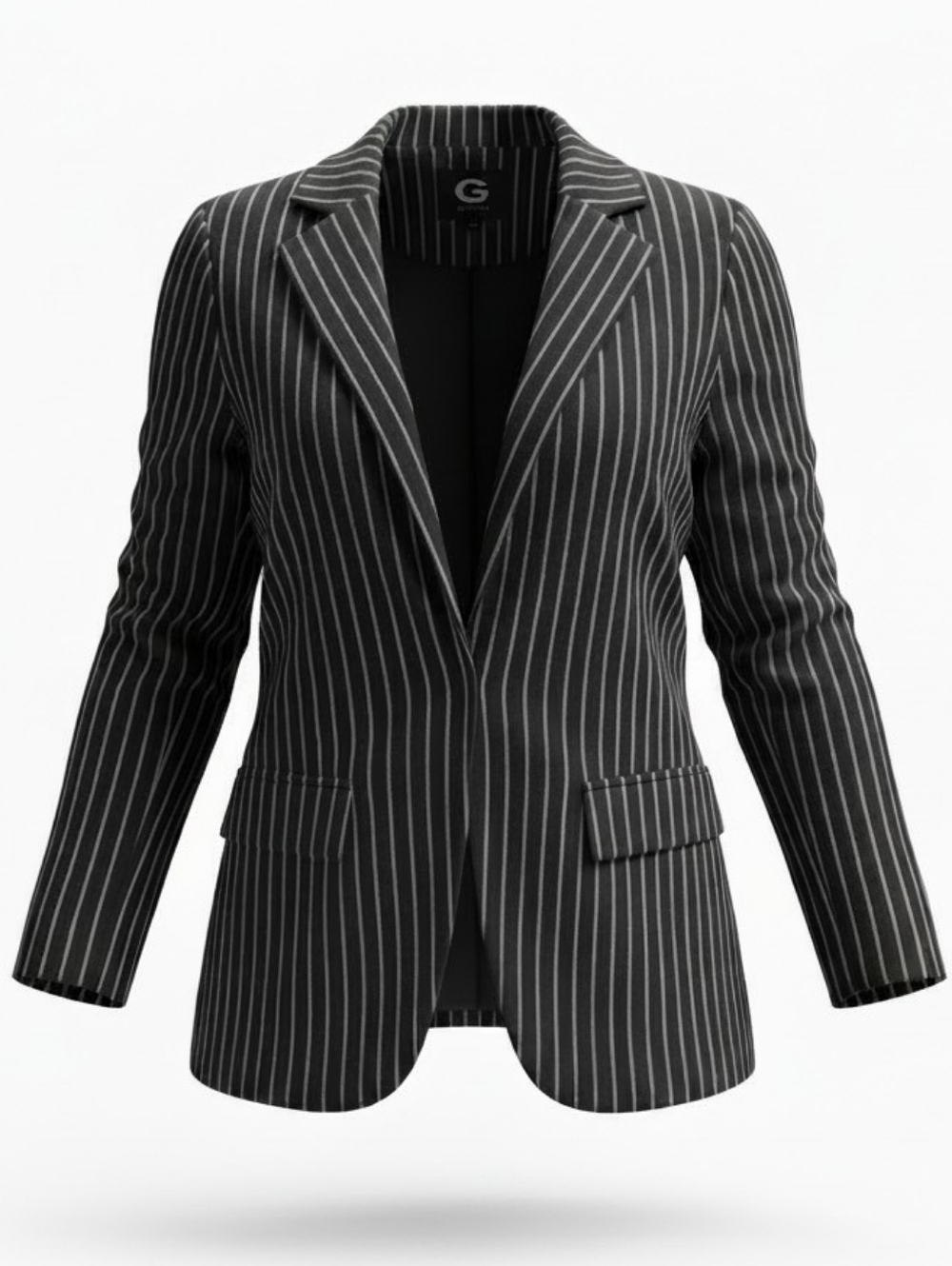 G by GUESS | Pinstripe Blazer Jacket Black White Stripe Professional Office | XL